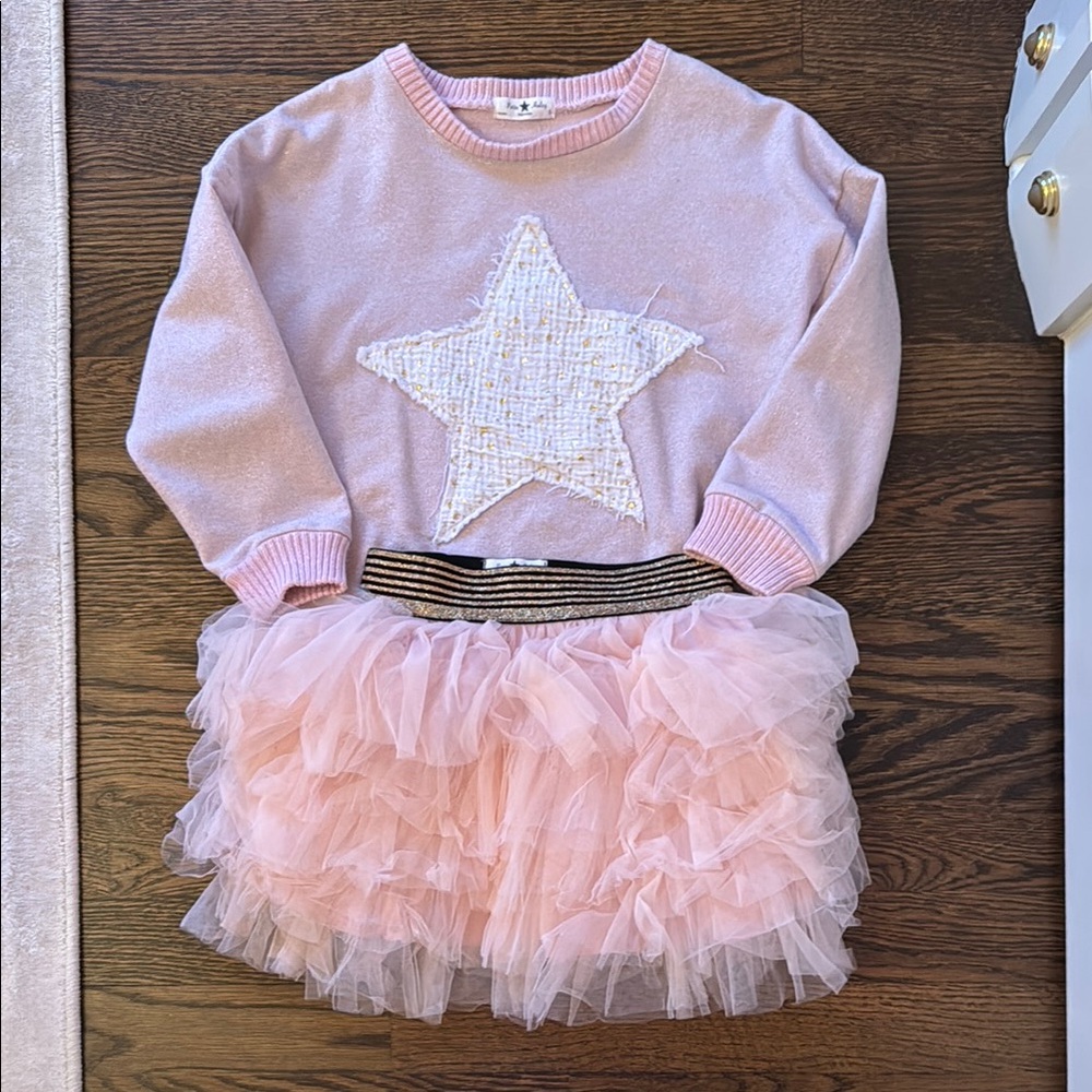 Pink Star Sweater and Tulle Skirt